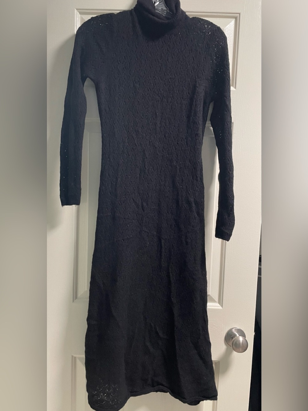 Hatch Black Turtleneck Long Sleeve Knit Dress